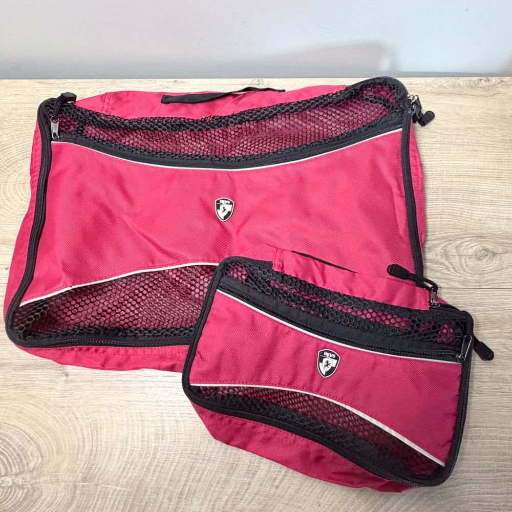Heys Packing Cubes Set 2pc Unisex OS Red Eco-Friendly Recycled Mesh Travel Bags